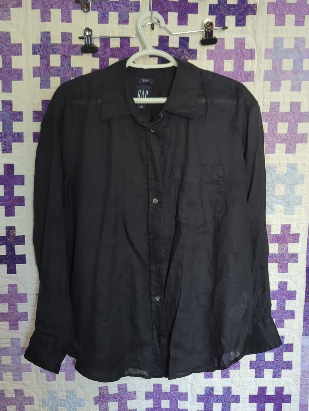 GAP Women's Black Linen Button Down Besides Medium